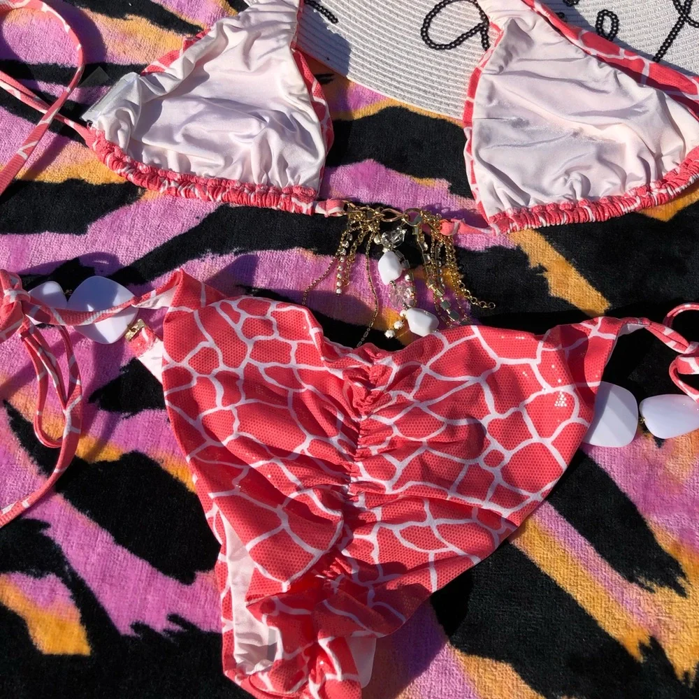 NWT beach bunny bikini Glitter in the Air or Giraffe, M set - Picture 9 of 16